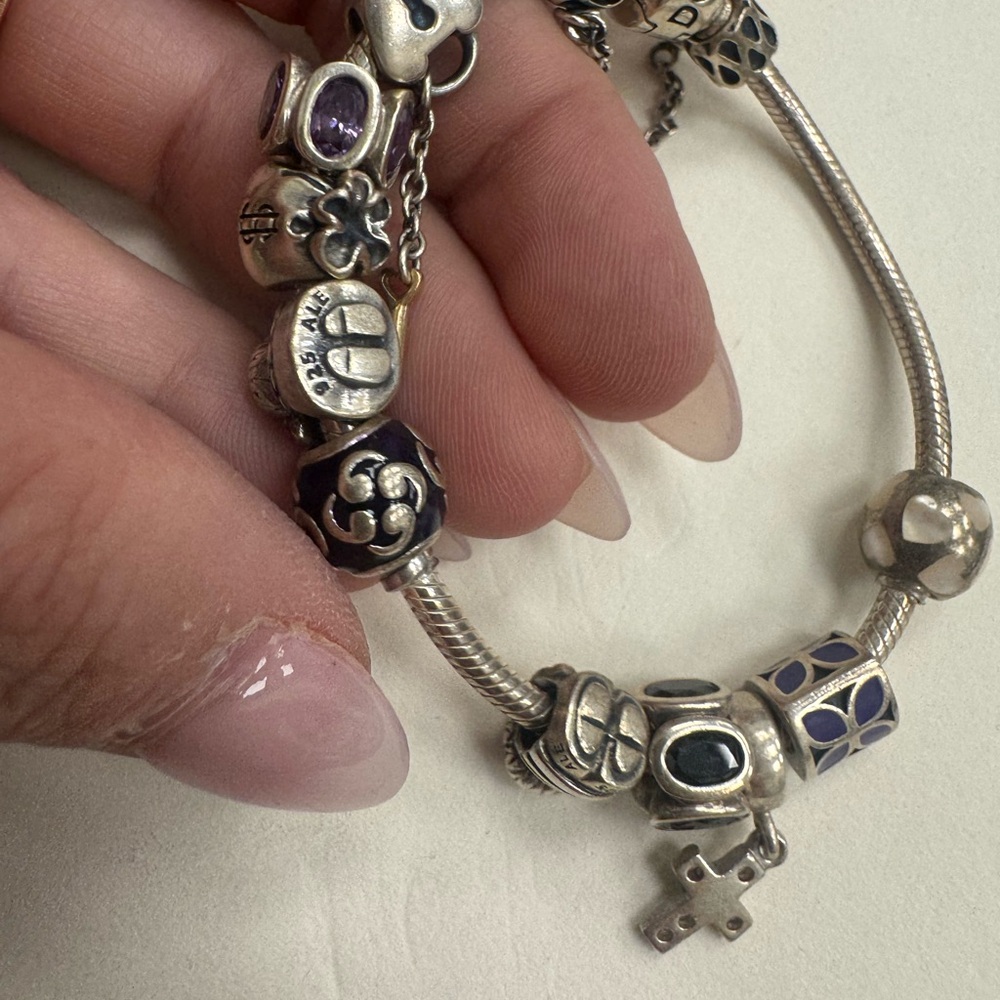 Authentic Vintage Sterling Silver PANDORA Charm Bracelet 6.5" Wrist 52.2g - Picture 15 of 16